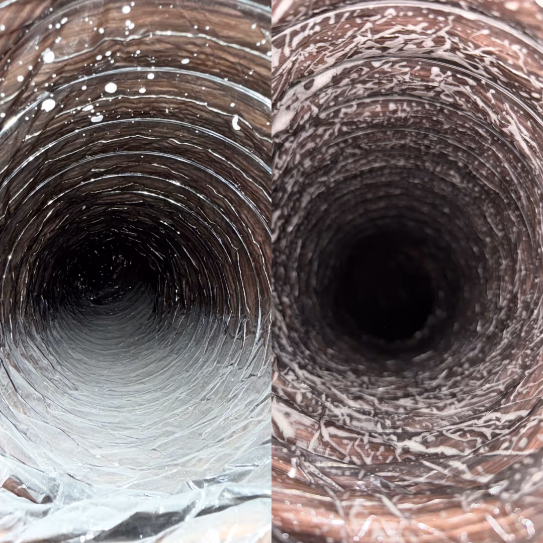 Ductwork before and after professional cleaning by Floriduct