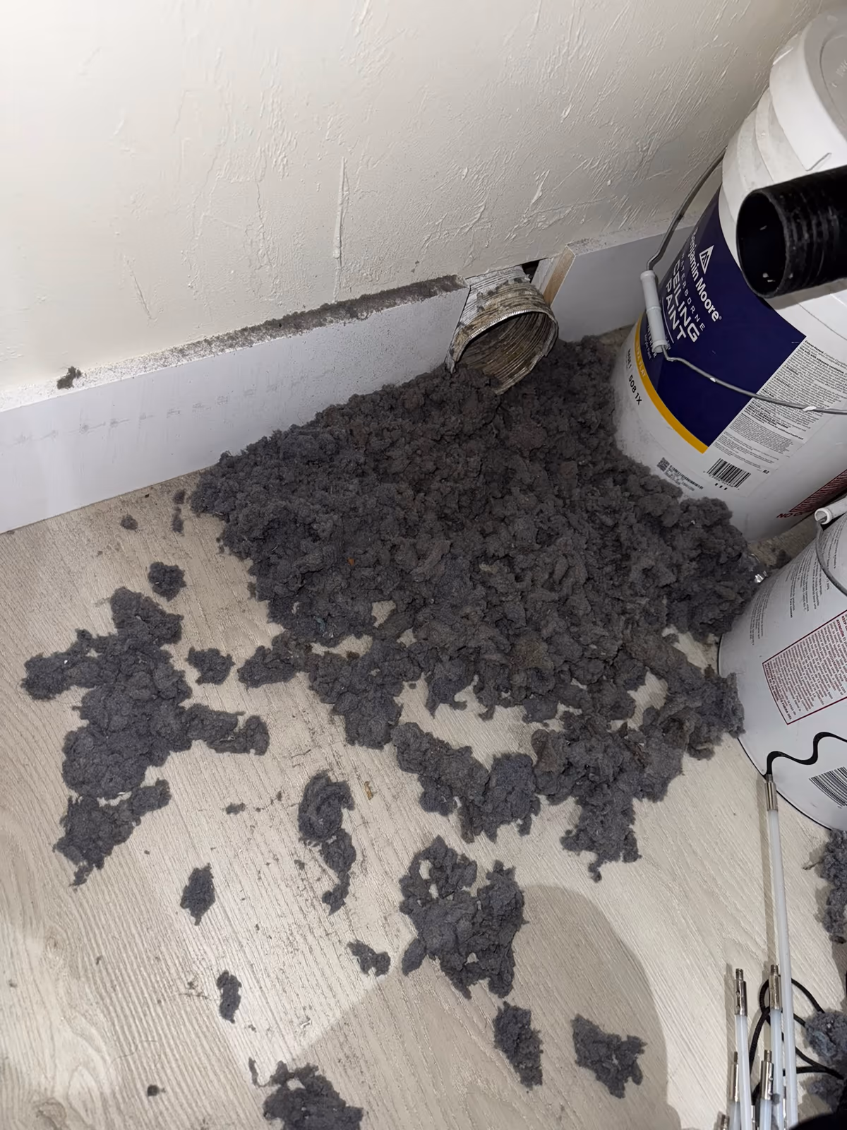 Lint removed from a clogged dryer vent on a South Florida job